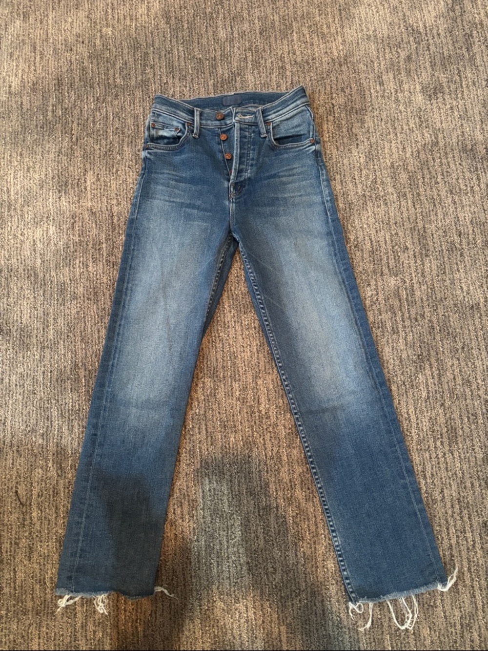 MOTHER Mid-High Rise Straight-Leg Jeans in Faded Blue